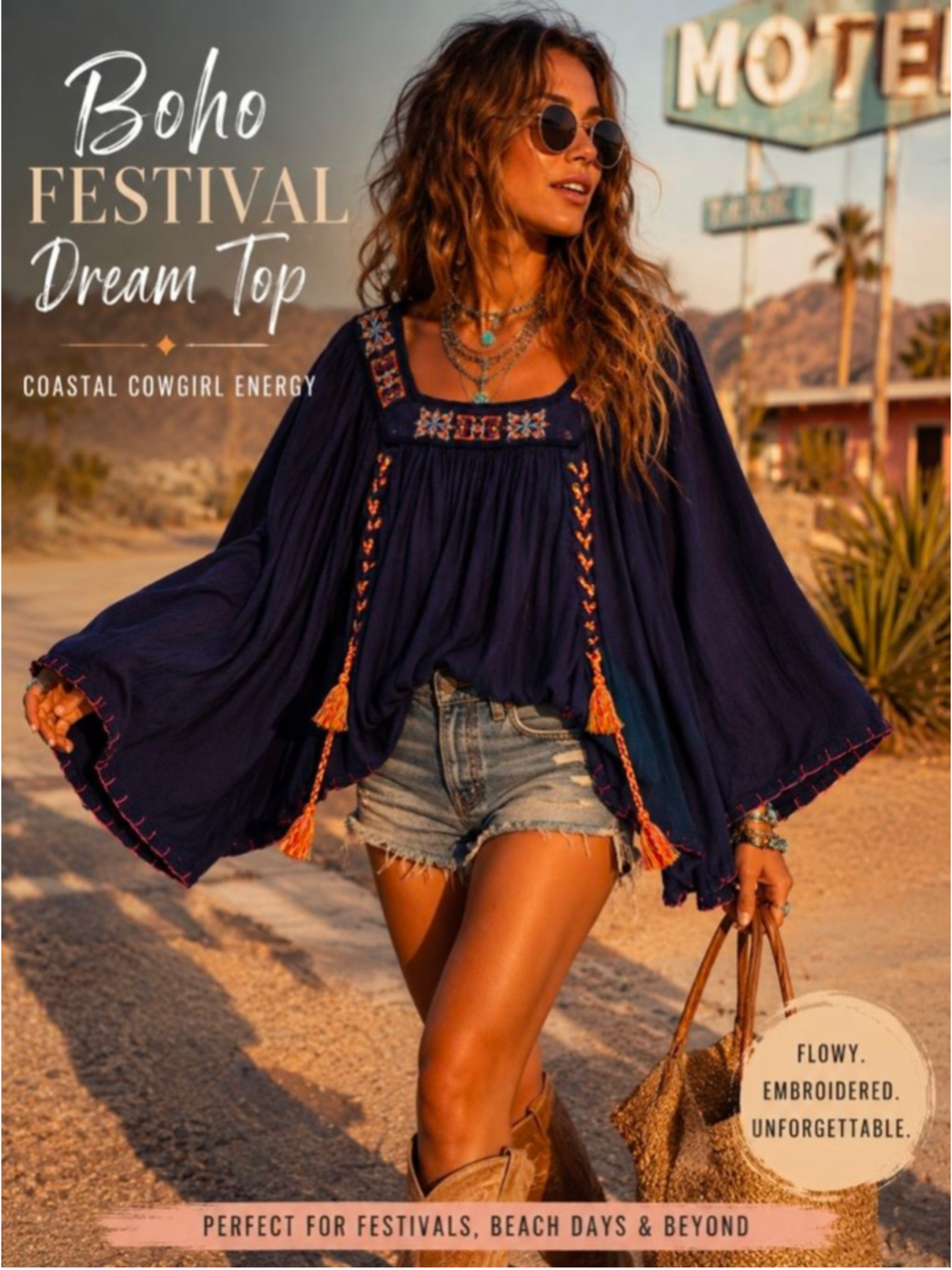 Rocks & Indigo Embroidered Peasant Blouse Boho Festival Top Medium